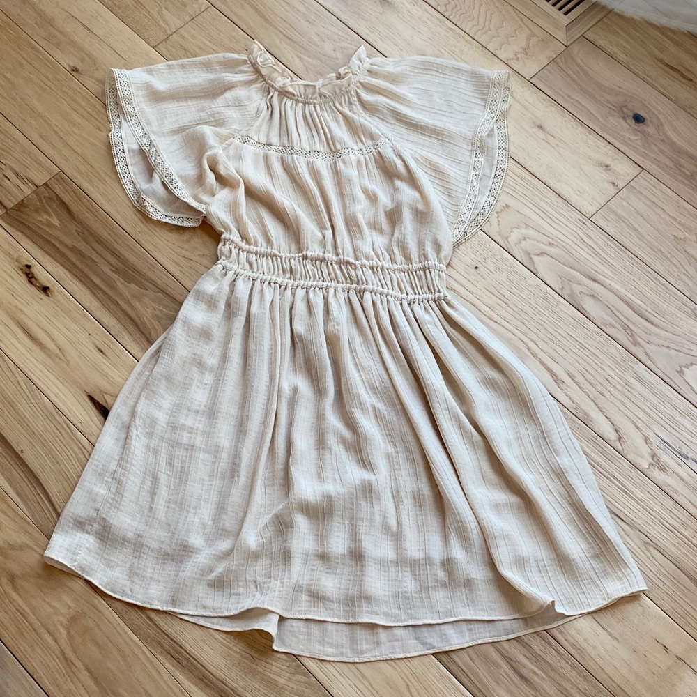 Cream Smocked Waist Dress